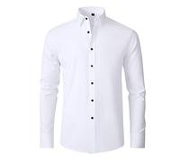 Camisa de hombre de manga larga conjunto de invierno camisa masculina ropa camiseta Slim Fit Business Casual Tee Shirts Urban Classic Traje Inarrugable Vestido de noche Carnaval, blanco, XXL