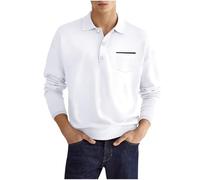 Camisa de hombre de manga larga ligera elástica suave de moda casual transpirable verano para el ocio golf color sólido trabajo tenis gimnasio entrenamiento carrera deportiva con botones, Color blanco