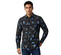 Camisa de hombre Desigual Damian estampado negro S