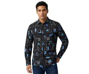 Camisa de hombre Desigual Damian estampado negro S