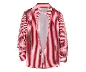 Camisa de hombre Generisch Regular Fit, manga larga, camisa de dos colores a rayas con solapa con botones, para ocio, tallas grandes, camiseta de manga larga ligera, cómoda, de moda, prenda de verano