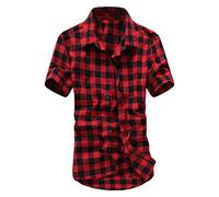 Camisa de Hombre Manga Corta con Solapa Informal a Cuadros Florales Camisas Casual Verano Playa Vacaciones Impreso Ajuste Regular Blusa Retro Henley Camisas S-XXXL