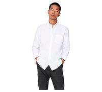 Camisa de Hombre ONLY&SONS Ajustada Manga Larga Estilo Oxford Elegante cómoda Camisa Masculina, Color:Blanco-3, Talla:S