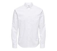 Camisa de Hombre ONLY&SONS Ajustada Manga Larga Estilo Oxford Elegante cómoda Camisa Masculina, Color:Blanco-3, Talla:L