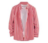 Camisa de hombre Regular Fit de manga larga Generisch, camisa de manga larga a rayas bicolor con cuello con botones, para ocio, tallas grandes, camiseta de manga larga ligera, cómoda, de moda, cálida