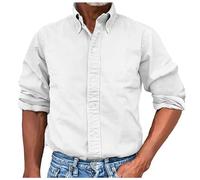 Camisa de hombre Slim Fit sin planchado ajuste normal simple delgada ligera suave de moda negocios trabajo elegante cómoda casual blusa vintage para el ocio, Color blanco., S