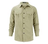 Camisa de hombre transpirable de manga larga para senderismo, para exteriores, camisa cargo de manga larga, camisa de ocio fina para hombre, camisa de trabajo ligera, holgada, camisa de manga larga