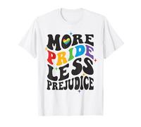 Camisa de igualdad LGBTQ retro con diseño de arcoíris y más orgullo y menos prejuicios Camiseta
