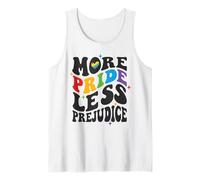 Camisa de Igualdad LGBTQ Retro con diseño de arcoíris y más Orgullo y Menos prejuicios Camiseta sin Mangas