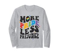 Camisa de Igualdad LGBTQ Retro con diseño de arcoíris y más Orgullo y Menos prejuicios Manga Larga