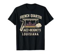 Camisa de Jazz francés de Cuarto Beignets Balcón Louisiana Art Camiseta
