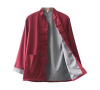 Camisa de Kung Fu de Doble Capa - Ropa Tradicional China de Taiji Qi Gong Wing Chun Shaolin Taichi Taekwondo para Entrenamiento Red Wine-XXL