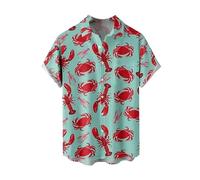Camisa de la Langosta de los Hombres Retro 3D Langosta Grande Impreso Manga Corta T Shirt Tops Cómodo Verano Hawaiano Casual Camisas de Playa