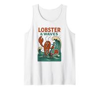 Camisa de Langosta y Olas de Dibujos Animados Lindo Ocean Maine Fun Camiseta sin Mangas