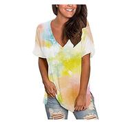 Camisa de las mujeres de manga corta Casual Top Camisas Amarillo Top Mujer, amarillo, XL