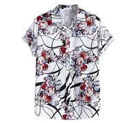 Camisa de lino con estampado hawaiano, aspecto funky para carnaval, fiesta, hombre, camisa hawaiana, camisa hawaiana, camisa de verano de manga corta, camisa de verano, camisa de playa para las