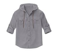 Camisa de Lino de Manga Larga de Verano con Capucha para Playa Informal y Fresca Color Liso Ideal para protegerte del Sol con Estilo