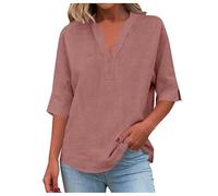 Camisa De Lino De Talla Grande Camisa Lino Mujer Camisetas Manga Corta Mujer Algodon Túnica Fluida Para Blusa Oficina Con Mangas Farol Para Larga Blusa Túnica Verano Con Cuello En V Tallas Grandes