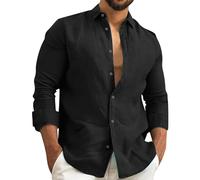 Camisa De Lino Hombre Manga Corta Blanca Tallas Grandes Moda Camisas Slim Fit Verano Henley Camisa Transpirable Hawaiana Algodón Elegante Original Top Casual Clásico Vacaciones Playa Boda