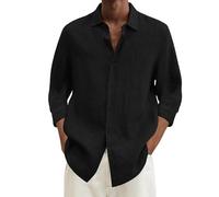 Camisa De Lino Hombre Manga Corta Verano Blanca Elegante Camisa Tallas Grandes Slim Fit Clásico Camisas Transpirable Hawaiana Algodón Original Casual Top Moda Henley Playa Vacaciones Boda