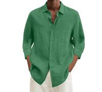 Camisa De Lino Hombre Manga Corta Verano Blanca Elegante Camisa Tallas Grandes Slim Fit Clásico Camisas Transpirable Hawaiana Algodón Original Casual Top Moda Henley Playa Vacaciones Boda