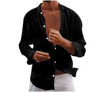 Camisa de lino para hombre, camisa de muselina de moda, camisa de algodón y lino, corte ajustado, camiseta de manga larga, camisa fina para hombre, monocolor, camisas casuales, botones, solapa, manga