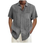 Camisa de lino para hombre, camisas ajustadas, elegantes, camisas de verano, camisas Henley con botones casuales Hawaii de color liso, camiseta blanca para hombre, Slim Fit de alta calidad