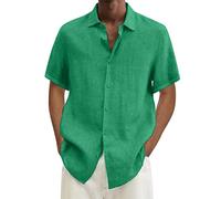 Camisa de lino para hombre, camisas de manga corta, camiseta con botones, camisas de cuello coreano, manga corta, camisetas de hombre de fantasía, camisa elástica para hombre, ajustada, manga corta