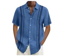 Camisa de lino para hombre, camisas de manga corta, camiseta con botones, camisas de cuello coreano, manga corta, camisetas de hombre de fantasía, camisa casual para hombre, algodón versátil, Beige-a