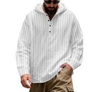 Camisa de lino para hombre de manga larga con capucha, camisa de lino para hombre, a rayas, ligera, informal, con capucha, verano, fina, sudadera con capucha de secado rápido, polo cómodo a cuadros
