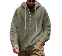 Camisa de lino para hombre de manga larga con capucha, camisa de lino para hombre, a rayas, ligera, informal, con capucha, verano, fina, sudadera con capucha de secado rápido, polo cómodo a cuadros