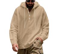 Camisa de lino para hombre de manga larga con capucha, camisa de lino para hombre, a rayas, ligera, informal, con capucha, verano, fina, sudadera con capucha de secado rápido, polo cómodo a cuadros