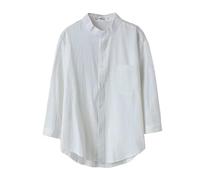 Camisa de lino para hombre de verano, camisa de ocio sencilla de manga larga, con botones, camiseta de muselina transpirable, ligera, cómoda, antisudor con cuello redondo, camisa para hombre, talla