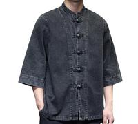 Camisa de lino para hombre, estilo chino, corte regular, con botones, camiseta de pescador de manga larga, disfraz de artes marciales, Kung Fu Tai Chi Tang Traje Uniforme Ropa de Entrenamiento Camisa
