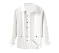 Camisa de lino para hombre, manga larga, con botones, ajuste holgado, que absorbe la humedad, camisa de lino ligera, transpirable, sin planchas, camisa de ocio japonesa, sencilla y larga, para hombre