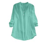Camisa de lino para mujer fuerte blusa femenina elegante y elegante verano color sólido grandes tallas blusa de gran tamaño ligero transpirable blusas elegante simple camisa con botones blusa con