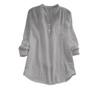 Camisa de lino para mujer fuerte blusa femenina elegante y elegante verano color sólido grandes tallas blusa de gran tamaño ligero transpirable blusas elegante simple camisa con botones blusa con
