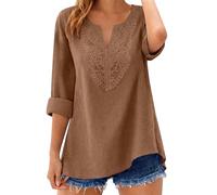 Camisa de Lino Que No Se Arruga, Top de Algodón y Lino, Suave al Tacto,Camisa Mujer Manga Corta Estilo Hippie Chic, Manga Murciélago y Cuello en V