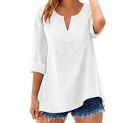 Camisa de Lino Que No Se Arruga, Top de Algodón y Lino, Suave al Tacto,Camisa Mujer Manga Corta Estilo Hippie Chic, Manga Murciélago y Cuello en V