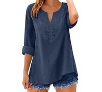 Camisa de Lino Que No Se Arruga, Top de Algodón y Lino, Suave al Tacto,Camisa Mujer Manga Corta Estilo Hippie Chic, Manga Murciélago y Cuello en V