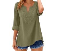 Camisa de Lino Que No Se Arruga, Top de Algodón y Lino, Suave al Tacto,Camisa Mujer Manga Corta Estilo Hippie Chic, Manga Murciélago y Cuello en V