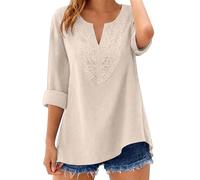 Camisa de Lino Que No Se Arruga, Top de Algodón y Lino, Suave al Tacto,Camisa Mujer Manga Corta Estilo Hippie Chic, Manga Murciélago y Cuello en V