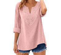 Camisa de Lino Que No Se Arruga, Top de Algodón y Lino, Suave al Tacto,Camisa Mujer Manga Corta Estilo Hippie Chic, Manga Murciélago y Cuello en V