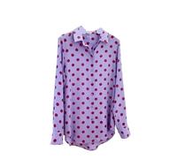 Camisa de Lunares para Mujer Camisa con Estampado de Lunares for Mujer, Manga Larga, Mediana a, Holgada y versátil, Top Morado para Diario(L)