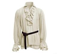 Camisa de manga abombada con volantes para hombre, estilo gótico retro con inspiración victoriana para eventos diarios y al aire libre (M albaricoque)