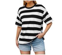 Camisa de Manga Corta a Que Las Mujeres Usan Blusas Grandes Sueltas Coreanas en Primavera y otoño (Black M)