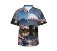 Camisa de manga corta con estampado de principios de primavera para hombre, estilo hawaiano, camisa de viaje de verano, tallas S-3XL, Negro, XXX-Large