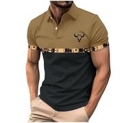 Camisa de Manga Corta con Estampado Vaquero del Oeste para Hombre, Cuello Abotonado, Estilo Casual Diario, Ideal para Actividades al Aire Libre y Uso Cotidiano, Tejido Ligero y Transpirable (Black,