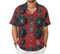 Camisa de manga corta con patrón de armas biológicas, blusa casual de verano con botones, Negro, 3X-Large-8X-Large