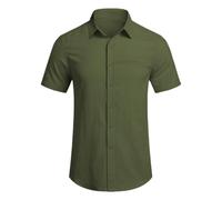 Camisa de manga corta de lino y algodón para hombre, casual, holgada, con solapa, camisa de manga corta para hombre, ligera y transpirable, camisas hawaianas para vacaciones, playa, verano, con